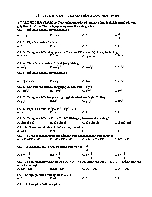 Đề thi thử học kỳ II môn Toán Lớp 7 theo ma trận tỉnh Quảng Nam - Năm học 2019-2020